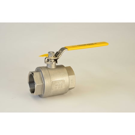Chicago Valves And Controls 1/4", 2 Piece 1000 WOG Full Port Stainles Steel Ball Valve FNPT Ends N2066R002